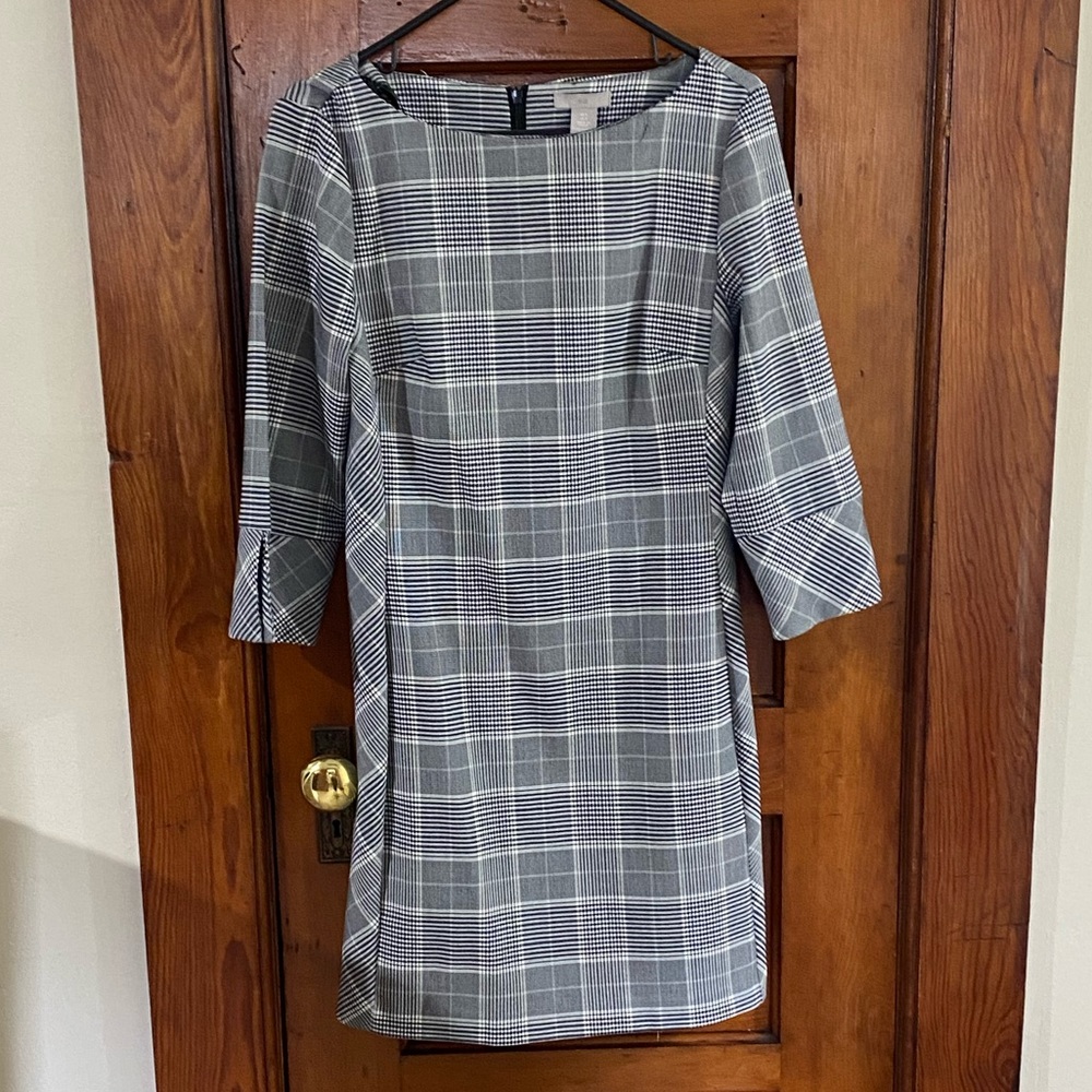 H&M plaid fitted dress size 8